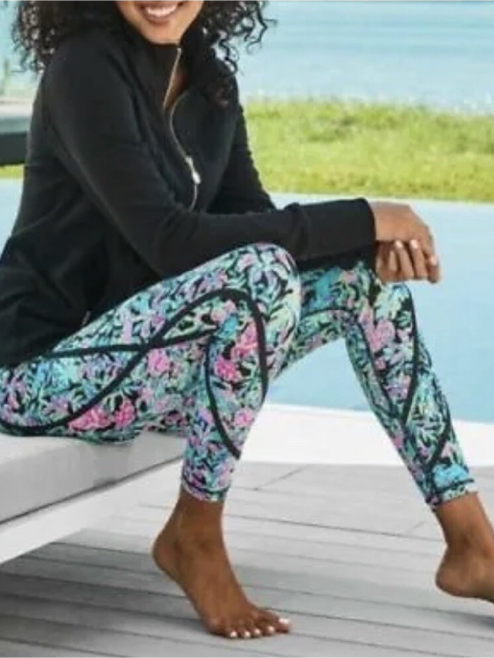EUC Lilly Pulitzer Luxletic Weekender High Rise Legging Onyx Lets Get Wild
